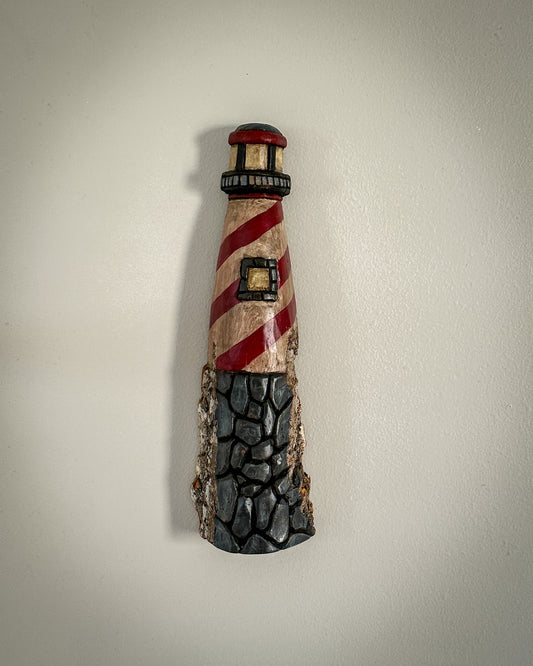 Lighthouse Cotton Wood Bark Carving